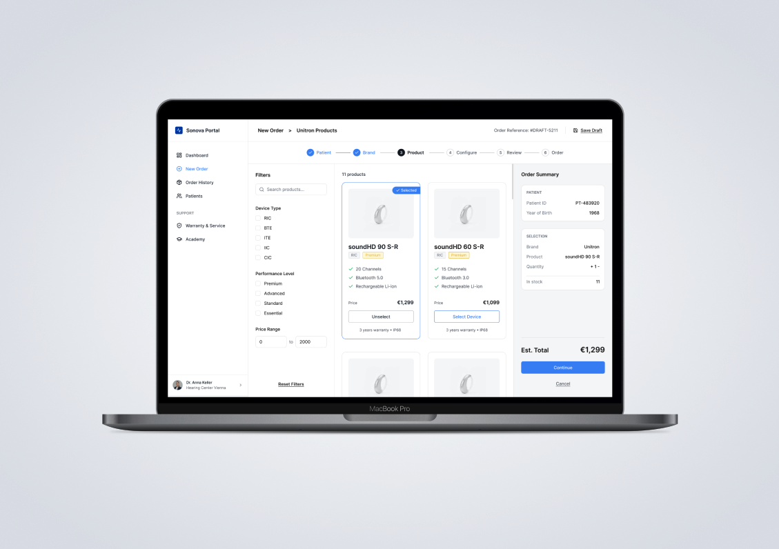 A B2B portal for hearing care professionals